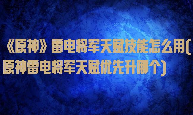 《原神》雷电将军天赋技能怎么用(原神雷电将军天赋优先升哪个)