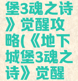 《地下城堡3魂之诗》觉醒攻略(《地下城堡3魂之诗》觉醒攻略视频)