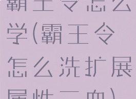 霸王令怎么学(霸王令怎么洗扩展属性三血)