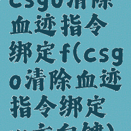 csgo清除血迹指令绑定f(csgo清除血迹指令绑定w方向键)