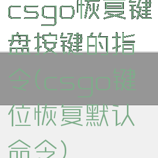 csgo恢复键盘按键的指令(csgo键位恢复默认命令)