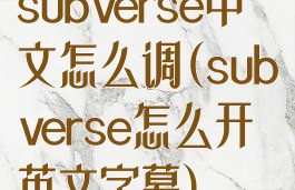 subverse中文怎么调(subverse怎么开英文字幕)